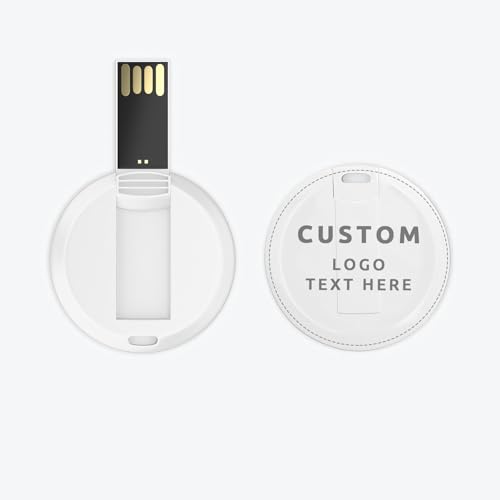 Custom Card USB Flash Drive, Personalized USB 2.0 Memory Stick Flash Drive with Your Logo or Text, Portable Round Card Flash Drive U Disk for External Data Storage (100PCS, 128GB) - Demo Store