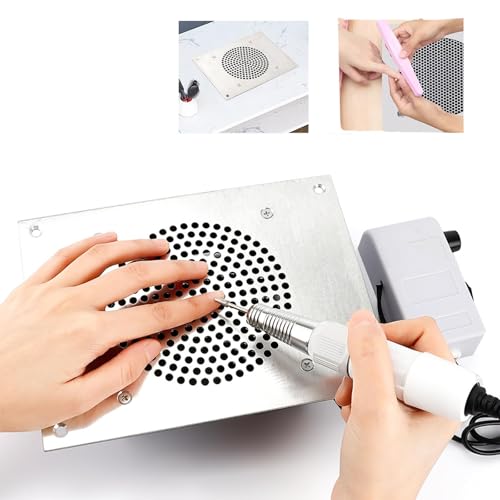 JcoGel Nail Dust Collector, Nail Vacuum Cleaner Table Embedded, Professional Built in Desktop Nail Dust with 2 Dust Bags, Low Noise for Nail Salon, 7.87 * 5.90 * 1.96in, Silver -