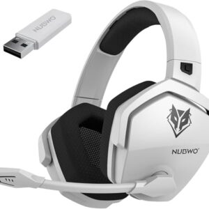 NUBWO G06 Dual Wireless Gaming Headset with Microphone for PS5, PS4, PC - 23ms Low Latency Audio - 100-Hour of Playtime - 50mm Drivers (White-Black) -