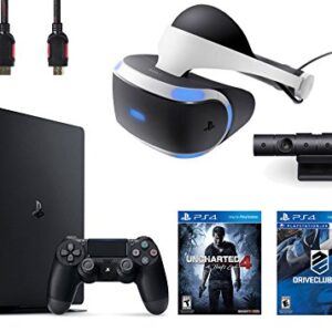 PlayStation VR Bundle 4 Items:VR Headset,Playstation Camera,PlayStation 4 Slim 500GB Console - U,VR Game Disc PSVR DriveClub ncharted 4 -