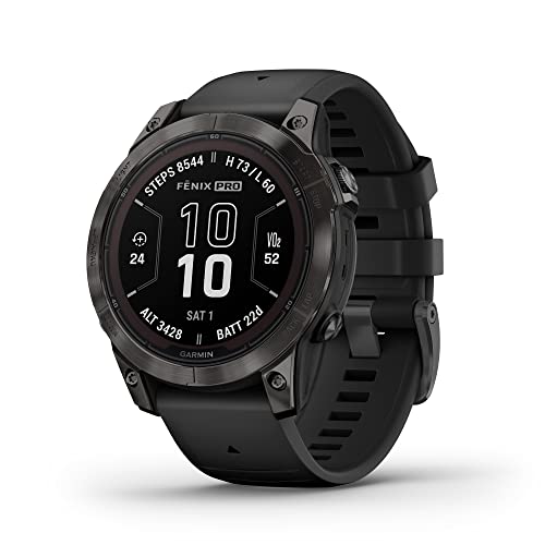 Garmin fēnix 7 Pro Sapphire Solar, Multisport GPS Smartwatch, Built-in Flashlight, Solar Charging Capability, Black -