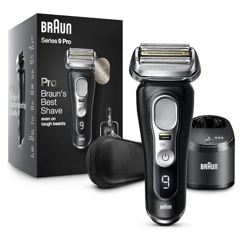 Braun Electric Razor,Waterproof Foil Shaver for Men,Series 9 Pro 9460cc,Wet & Dry Shave,w/ProLift Beard Trimmer for Grooming,5-in-1 Cleaning & Charging SmartCare Center, Head Shavers for Bald Men -