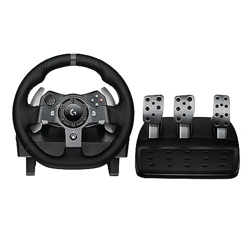 Logitech G920 Driving Force Racing Wheel and Floor Pedals, Real Force Feedback, Stainless Steel Paddle Shifters, Leather Steering Wheel Cover for Xbox Series X|S, Xbox One, PC, Mac - Black -