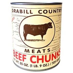 Grabill Country Meats Canned Beef Chunks, Favorite Amish Food, 25 Oz. (Case of 12) -