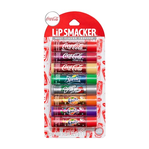Lip Smacker Coca-Cola Flavored Balm, 8 Count, Flavors Coke, Cherry Vanilla Sprite, Root Beer, Orange Fanta, Grape Strawberry Fanta -