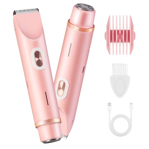 2 in 1 Womens Body Shaver, 2 in 1 Bikini Trimmer for Women, Electric Shaver Dual Head Electric Razor for Women, Ipx67 Waterproof Wet & Dry Use Body Hair Trimmer(Pink) -