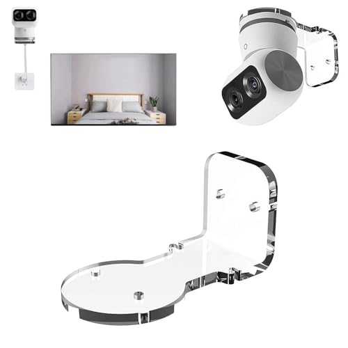 RJSQAQE Acrylic Wall Mount Bracket for Eufy Security Indoor Cam S350,Acrylic Surveillance Bracket with Adhesive and Screws,Small Wall Shelf for Security Cameras, Speakers, Baby Monitors (Clear) -