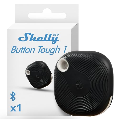 Shelly Blu Button Tough Black | Bluetooth-Operated Multi-Click Action and Scenes Activation Button | Versatile Control | Home Automation | IP54 Waterproof | Highly Resilient | Broad Range -