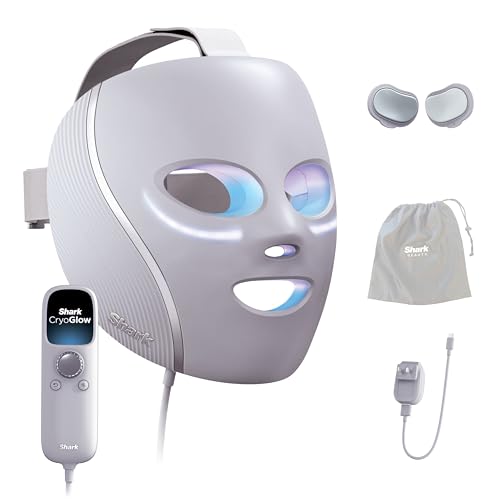 Shark CryoGlow LED Face Mask (FSA/HSA Eligible*) with Under-Eye Cooling, Anti-Ageing & Blemish Repair, Red & Blue LED, Infrared Light Therapy, USB-C, Remote Control, Storage Bag, Lilac Chill, FW312PL -