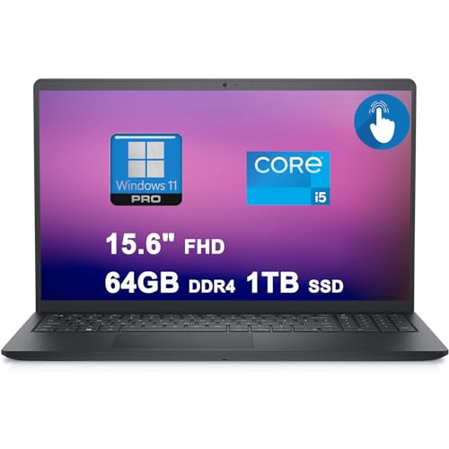 Dell Inspiron 15 3520 Business Laptop | 15.6" FHD Anti-Glare Multi-Touch | 11th Gen Intel 4-Core i5-1155G7 Processor | 64GB DDR4 1TB SSD | Intel Iris Xe Graphics | Waves MaxxAudio Pro Win11Pro Black – AmaSync Store