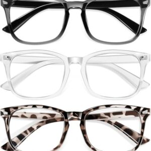 Okany Blue Light Glasses for Kids 3 Pack Blue Light Blocking Glasses for Girls Boys Computer Gaming Screen Glasses, Anti Glare Eyestrain Teen Fashion Glasses Age 3-10 (Grey Black+Transparent+Leopard) – AmaSync Store