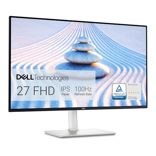 Dell S2725HS 27 Inch Monitor, FHD (1920x1080) Display, 100Hz Refresh Rate, 1500:1 Contrast Ratio, TÜV Rheinland Eye Comfort 4 Star, Integrated 2x5W Speaker, Height/Tilt/Swivel/Pivot- Ash White Color - Demo Store