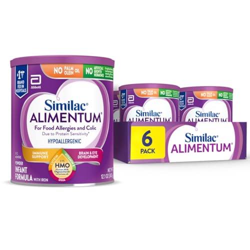 Similac Alimentum with 2’-FL HMO Hypoallergenic Infant Formula, for Food Allergies and Colic, Suitable for Lactose Sensitivity, Baby Formula Powder, 12.1-oz Value Can, Pack of 6 -
