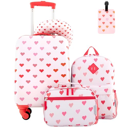 Travelers Club 5 Piece Kids' Luggage Set, Hearts -
