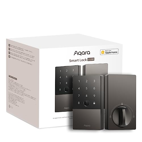 Aqara Smart Lock U100, Fingerprint Keyless Entry Door Lock with Apple Home Key, Touchscreen Keypad, Bluetooth Electronic Deadbolt, IP65 Weatherproof, Supports Apple HomeKit, Alexa, Google, IFTTT, Gray -