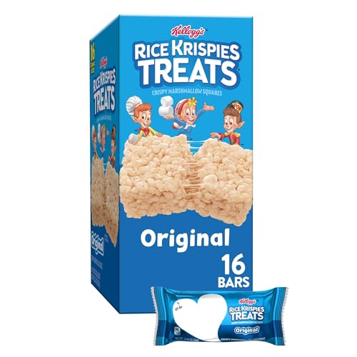 Rice Krispies Treats Crispy Marshmallow Squares, Kids Snacks, Snack Bars, Original, 12.4oz Box (16 Bars) -
