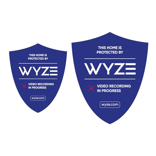 Wyze UV Waterproof Reflective Security Stickers, Security Camera Signs for Windows, Video Surveillance Sticker Outdoor Compatible for Wyze Home Security System, Pack of 2 (8.5” x 10” and 10” x 12”) -