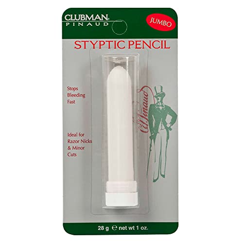Clubman Jumbo Styptic Pencil, Treat and Seal Shaving Cuts Instantly, Anti-hemorrhaging Stick, First Aid Device, White, 1 oz -