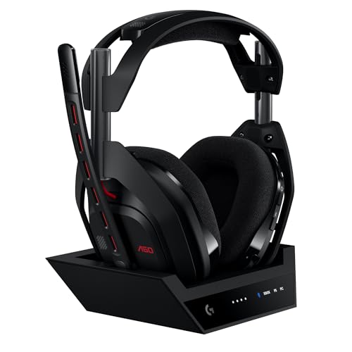 Logitech G Astro A50 Omni-Platform Wireless Gaming Headset + Base Station for PS5, Xbox, PC: PLAYSYNC Audio Switcher, <16 bit/48kHz (Console), <24 bit/48 kHz (PC), 24hr Battery, 2.4GHz & BT - Black -