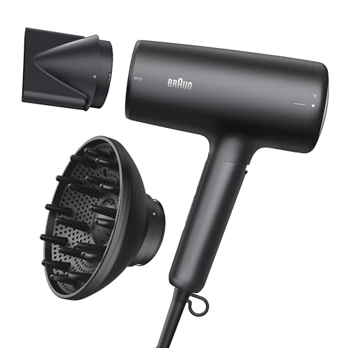 Braun Hair Dryer with Diffuser, Blow Dryer with Super-Ionic Technology Reduces Static and Frizz for Smooth, Shiny, Healthy Looking Hair -