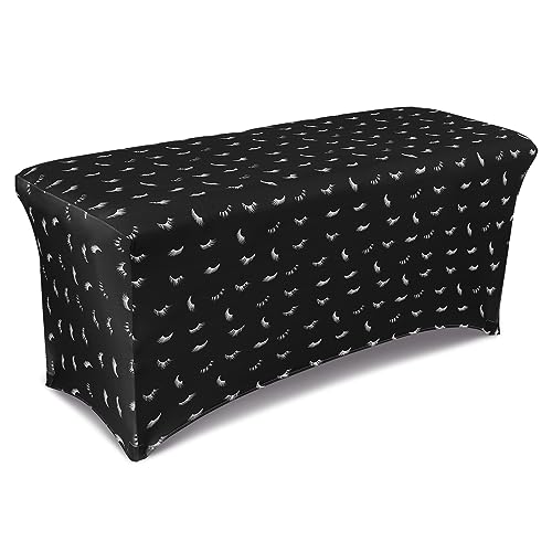 PRASNE Lash Printed Fashion Lash Bed Cover Beauty Message Spa Tablecloth for 6 Foot Rectangle Tables for Spa Bed(Black) -