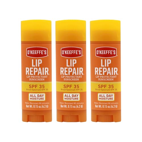 O'Keeffe's Lip Repair SPF 35 Lip Balm - Stick (3 Pack) - Sun-Safe Moisturizer for Extremely Cracked, Dry Lips -