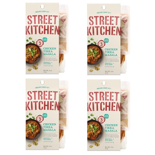 STREET KITCHEN Chicken Tikka Masala Sauce - Indian Simmer Curry Sauce - Authentic Indian Food Scratch Kit - No Artificial Additives - 255g (4 Pack) -