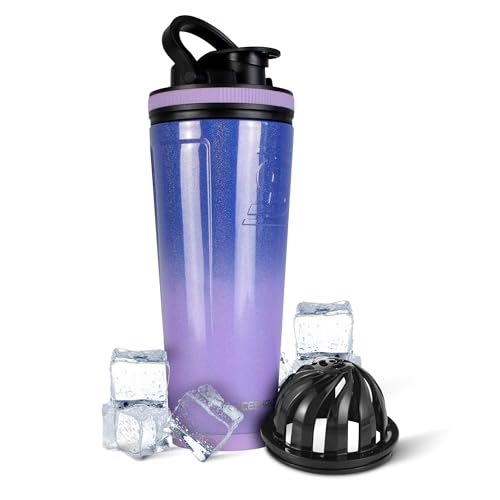 Ice Shaker 26 Oz Stainless Steel Shaker Bottle, Lilac Dreaming - Insulated Gym Water Bottle with Patented Agitator, Reusable for Workouts, Smoothies, Sports -