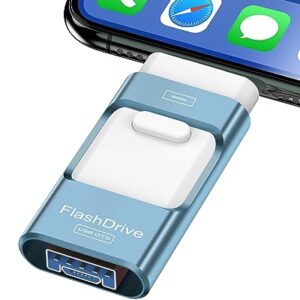 256GB Flash Drive for iPhone Photo Stick,Thumb Drive USB Stick High Speed Transfer USB Drives External Picture Video Storage Memory Expansion for iPhone/iPad/PC (Blue) - Demo Store