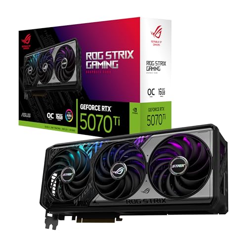 ASUS ROG Strix GeForce RTX 5070 Ti OC Edition 16GB GDDR7 Graphics Card (PCIe 5.0, HDMI/DP 2.1, 3.2-slot, Axial-tech fans, MaxContact design with vapor chamber, phase-change GPU thermal pad, aura sync) – AmaSync Store
