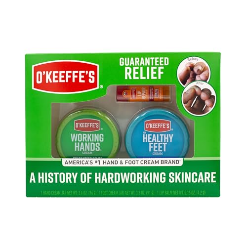 O'Keeffe's Giftbox Including Lip Repair with Cherry and Vitamin E Oil Stick, Working Hands Jar and Healthy Feet Jar, Gift Idea -