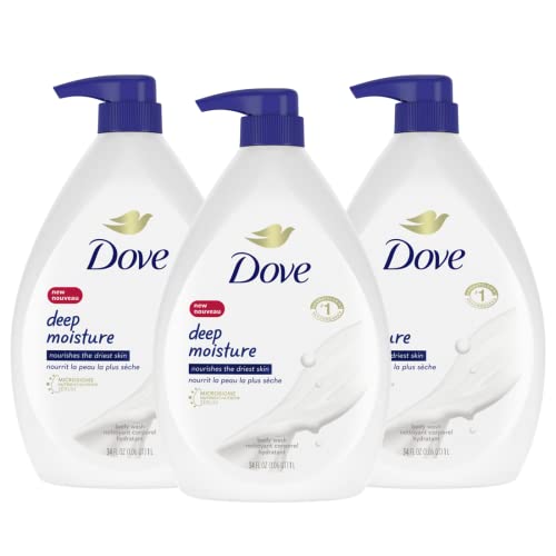 Dove Body Wash with Pump with Skin Natural Nourishers for Instantly Soft Skin and Lasting Nourishment Deep Moisture Cleanser That Effectively Washes Away Bacteria While Nourishing Your Skin 34 oz 3 Count -