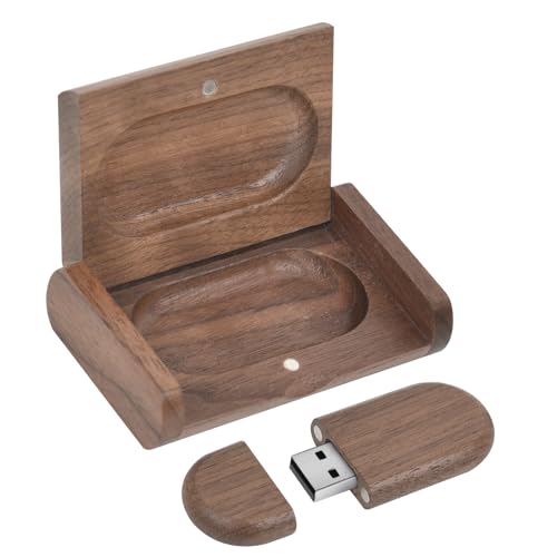 Novelty Wooden USB 2.0 Flash Drive 16GB Data Storage Memory Stick USB Stick Ellipse Pendrive with Wooden Box - Demo Store