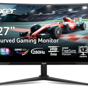 acer Nitro 27 Inch 1500R Curved Zero-Frame Full HD (1920 x 1080) Gaming Monitor | AMD FreeSync Premium | Up to 280Hz Refresh | 1ms VRB | One Display Port 1.4 and Two HDMI 2.0 Ports | XZ270 - Demo Store