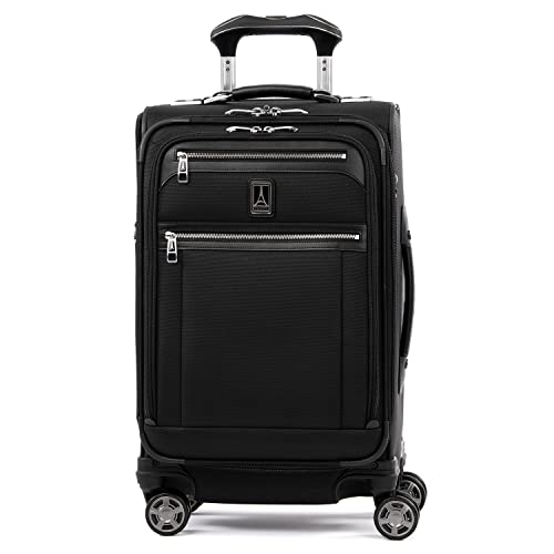Travelpro Platinum Elite Softside Expandable Carry on Luggage, 8 Wheel Spinner Suitcase, USB Port, Suiter, Men and Women, Shadow Black, Carry On 21-Inch -