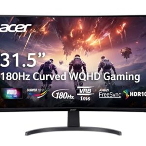 acer Nitro 31.5 Inch WQHD 2560 x 1440 1500R Curved Gaming Monitor | AMD FreeSync | Up to 180Hz Refresh | 1ms (VRB) | Tilt | One Display Port 1.4 & Two HDMI 2.0 | EDA323QU S3bmiiphx - Demo Store