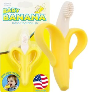 The Original Baby Banana Toothbrush Teether Toy, for Babies Infants Toddlers; USA Family-Owned Business; Teething Relief for Sore Gums, Massaging Soothing; Safest Food Grade Silicone – AmaSync Store