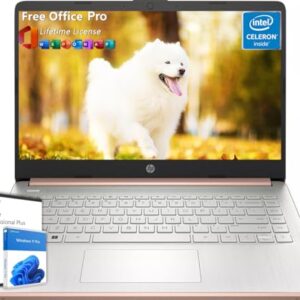 HP 14 inch Laptop Student & Business, Intel Celeron N4120, 16GB RAM, 128GB eMMC, Microsoft Office Lifetime License, Intel UHD Graphics, Thin & Portable, Ultra Light, Webcam, Windows 11 Pro – AmaSync Store