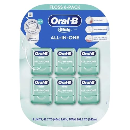 Oral-B Glide Mint All-in-One Dental Floss, 48 Yards Each (Pack of 6) -