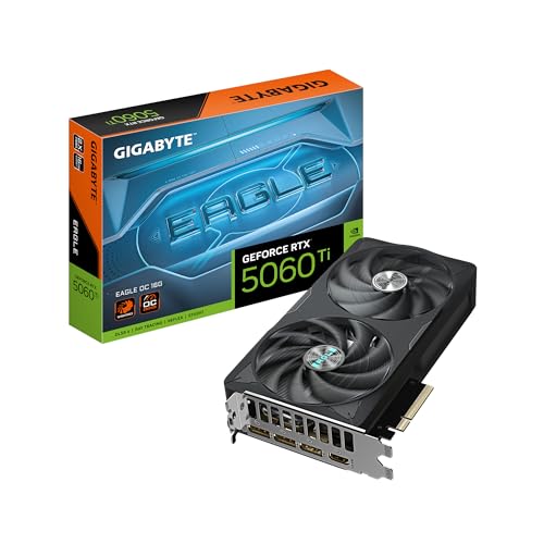 Gigabyte GeForce RTX 5060 Ti Eagle OC 16G Graphics Card – 16GB GDDR7, 128 Bit, PCI-E 5.0, 2617MHz Core Frequency, 3 x DisplayPort, 1 x HDMI, GV-N506TEAGLE OC-16GD – AmaSync Store