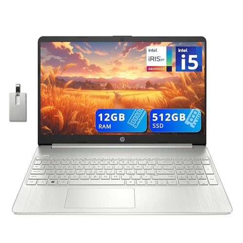 HP 15.6'' FHD Everyday Laptop, Intel Core i5-1135G7, 12GB DDR4 RAM, 512GB PCIe SSD, Intel Iris Xe Graphics, Wi-Fi 5, Full-Size Keyboard, Wi-Fi 5, Win 11 Home, Silver, 32GB Hotface USB Card – AmaSync Store