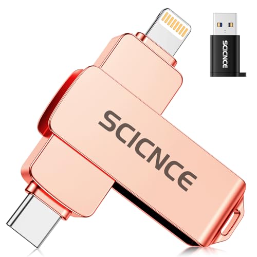 SCICNCE 512GB Flash Drive Intended for iPhone, USB Memory Photo Stick Storage for Photos Videos, Plug and Play No Application Required, Compatible with iPhone iPad Android and Computers (Rose Gold) - Demo Store