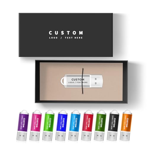 Personalized USB Flash Drive, 100 Pack Custom Pen Drive USB 2.0 Memory Stick Thumb Drive, Durable and Portable Data Storage Solution (128 GB,with Gift Box) - Demo Store