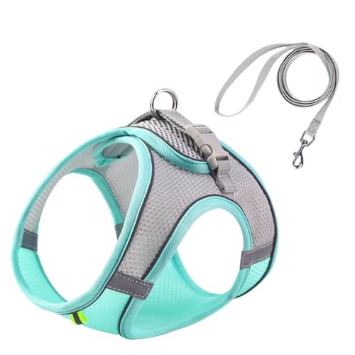 Dog Harness Clothes Vest Chest Cat Collars Rope Small Dogs Reflective Breathable Adjustable Outdoor Walking Pet Supplies (Mint Green, S) -