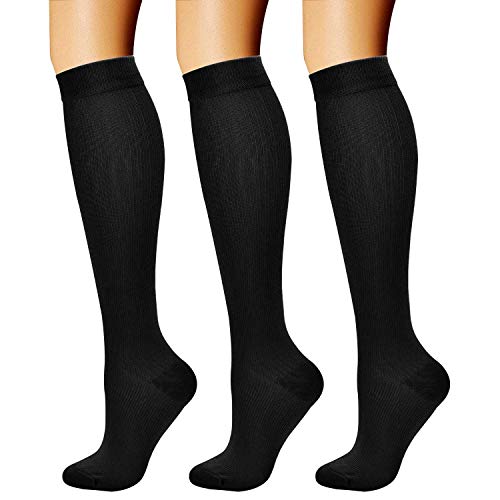 CHARMKING Compression Socks (3 Pairs) - 15-20 mmHg, Athletic Support for Running, Cycling, Travel - Boost Circulation and Performance -