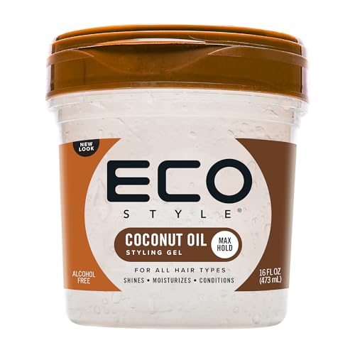 Ecoco Eco Style Gel - Coconut Oil - Adds Luster And Moisturizes Hair - Weightless Styling And Superior Hold - Prevents Breakage And Split Ends - Promotes Scalp Health - For All Hair Types - 16 Oz -