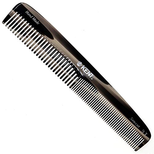 Kent 9T Graphite Fine and Wide Tooth Detangler Hair Comb - Large Handmade Saw-Cut Dressing Comb for Wet Hair - Durable Grooming for Women and Men - Made in England -