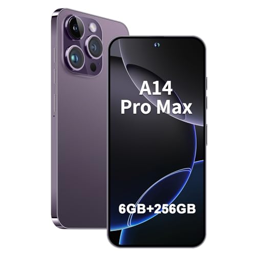 fuxinya A14 Pro Max Unlocked Android Phone 6GB+256GB Cell Phone 6.8-inch HD Screen Unlocked Phone 6800 mAh Large Battery 24MP+50MP Camera Smartphone 5G Dual SIM (Purple) – AmaSync Store