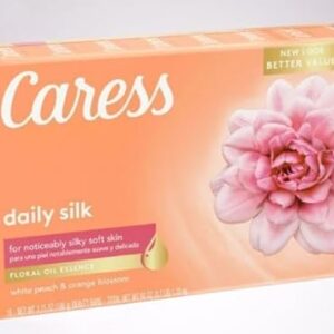 Caress Soap Daily Silk Beauty Bar, White Peach & Orange Blossom, 3.75 Ounce 16 Count, -