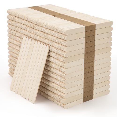 WISYOK 1500 Pcs Wooden Popsicle Sticks for Crafts, 4.5 Inch, Lollipop & Ice Cream Sticks for Creative Designs or DIY Craft, Home Art Projects